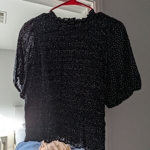 JCrew Puff Sleeve Textured Voile Smocked Top
